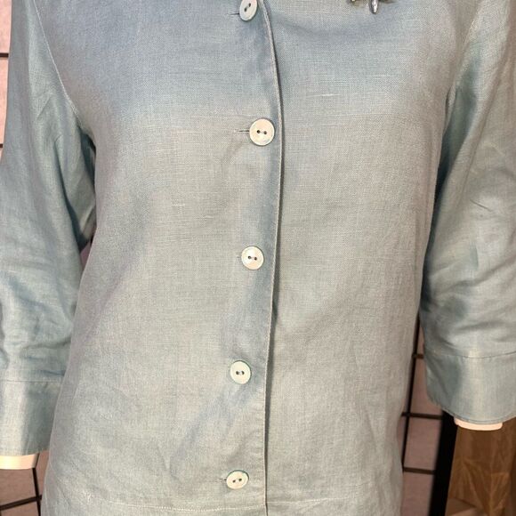 Jullian Jones Vintage Aqua Blue Linen 3 Piece Set - Picture 2 of 16